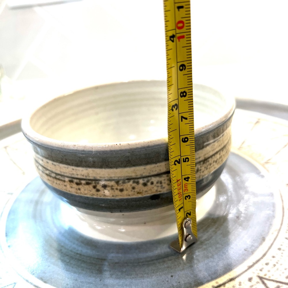 Hage Studio Signed Stoneware Pottery MCM Chip Attached Dip Platter Geometric - Picture 8 of 8